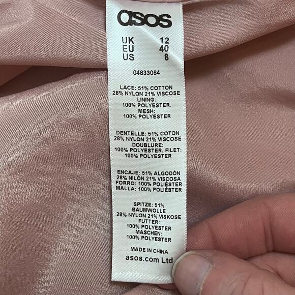 ASOS lace midi dress burgundy fit-flare wedding guest cocktail - Picture 11 of 12